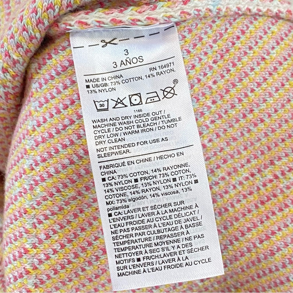 JANIE AND JACK WHITE PINK BLUE STRIPE FUR TRIM COLLAR PUFF SLEEVE SWEATER DRESS - Picture 6 of 7
